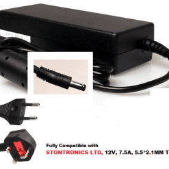 12V 7.5A/ 12.5A, Compatible with Stontronics 90D120-750N, T5568ST, 5.5*2.1