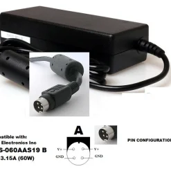 19V 3.15A Medical Adapter, Compatible with Delta MDS-060AAS19 B, 4pin DIN Type A