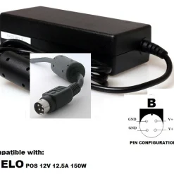 12V 12.5A Power Supply for Cielo POS PP-9635, AERPOS AP-3615, PX150 EPOS