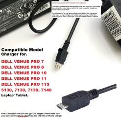 Charger for Dell Venue 11 Pro 5130, 11 Pro 7139, 7130, 7140