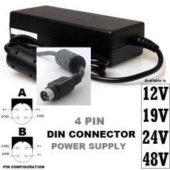 19V, 4 Pin DIN Connector Power Adapter for Printer Tv Monitor Cash Till POS Sys