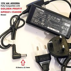 15V 5A/ 4A Power Supply Adapter, 5.5mm x 2.1mm Tip, Fully Compatible with Golden Profit 15V 4000MA, GPE601-15400W, GPE602-15400W, GPE602-150400W Model, LOT REF 13