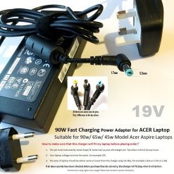 90W Laptop Charger for Acer Aspire Power Supply Adapter 5.5mm x 1.7mm Tip