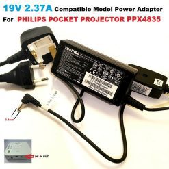 Compatible Model Adapter for 19V 2.37A Philips Pocket Projector PPX4835