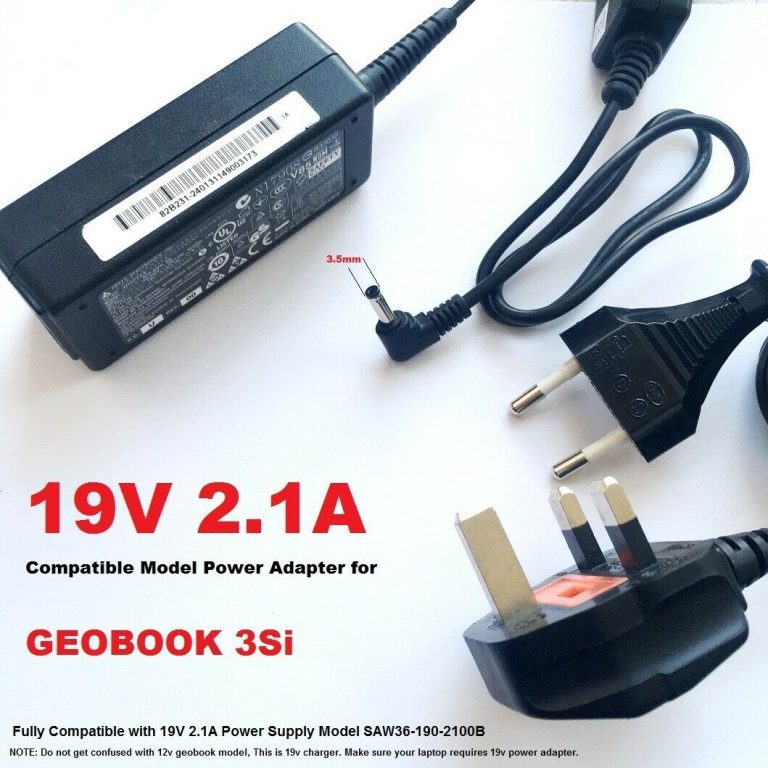 19V 2100ma Power Supply Adapter for GEOBOOK 3Si Laptop Chargers Hunt