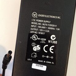 LEI, LEADER ELECTRONICS INC, 12V, 5.2A, NU70-1120520-L1, N19017, 5.5MM X 2.1MM TIP, LOT REF 08