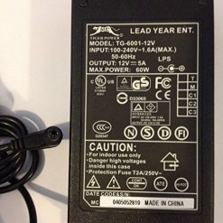 TIGER POWER, LEAD YEAR ENT, 12V, 5A, 60W, TG-6001-12V, 5.5MM X 2.5MM TIP, LOT REF 08